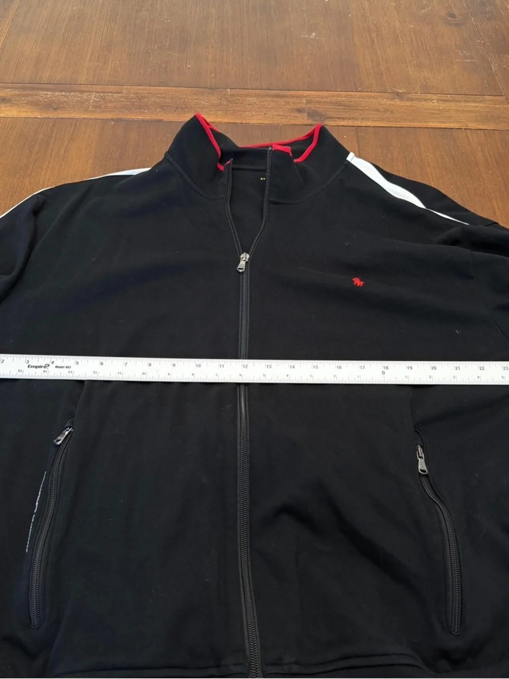 Polo Ralph Lauren Big & Tall Black White Striped Interlock Track Jacket Hoodie